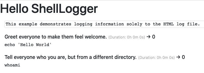 HTML log file