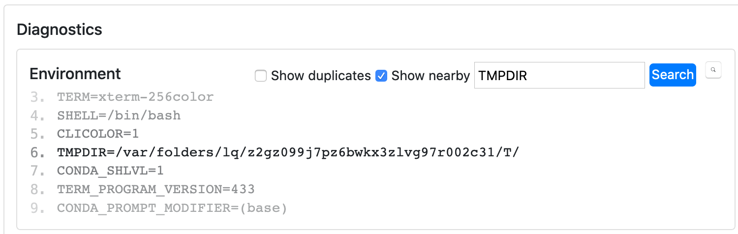 Expanding the Diagnostics section